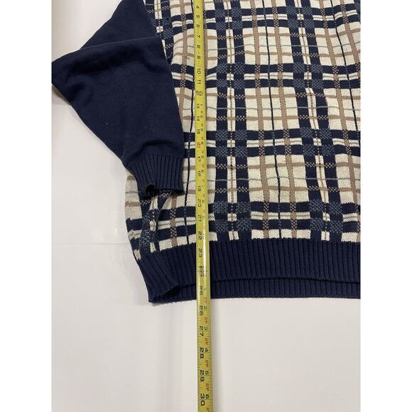 Vintage Crossings Jumper Sweater M 90s Geometric Roundneck Brown Blue - Picture 2 of 6
